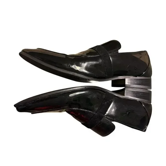 Faranzi Mens Black Patent Leather Loafer Slip-On Tuxedo Dress Shoe Size 12 - Picture 7 of 10